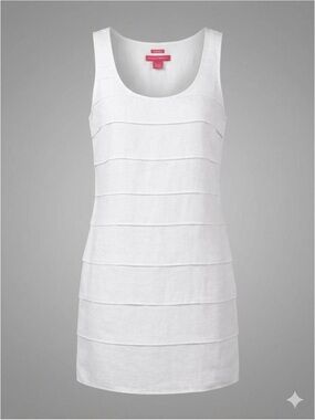 Island Company White Tiered Deko Dress 100% Linen